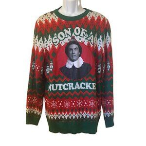 Elf Son of a Nutcracker Ugly Christmas‎ Sweater Buddy the Elf Will Ferrell XL